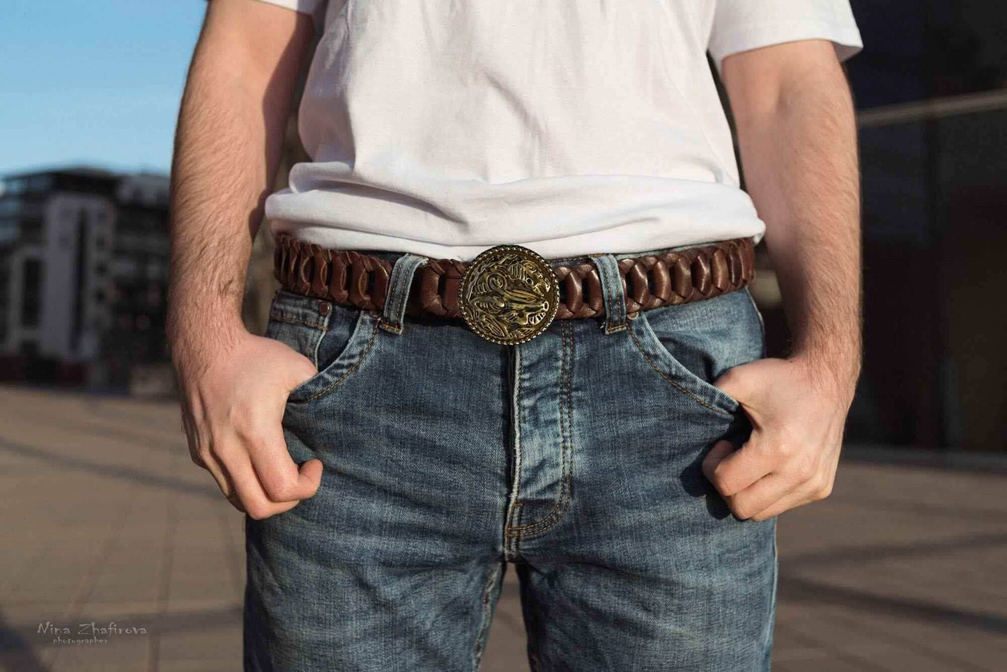 Khal Drogo medallion buckle belt - brown (like on foto)