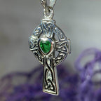 Celtic Cross Heart Necklace - Amethyst