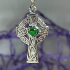 Celtic Cross Heart Necklace - Emerald Crystal