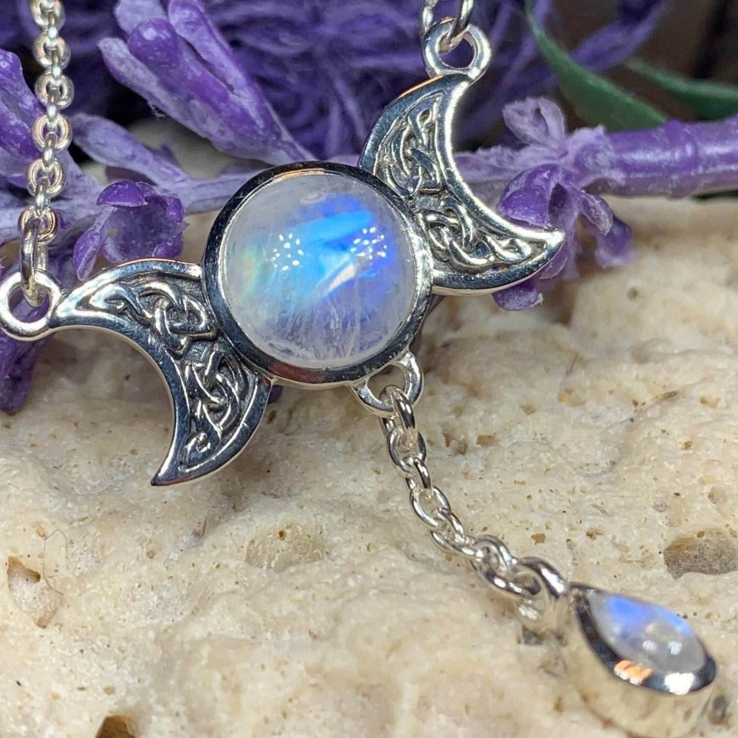 Celtic Moon Necklace - Moonstone