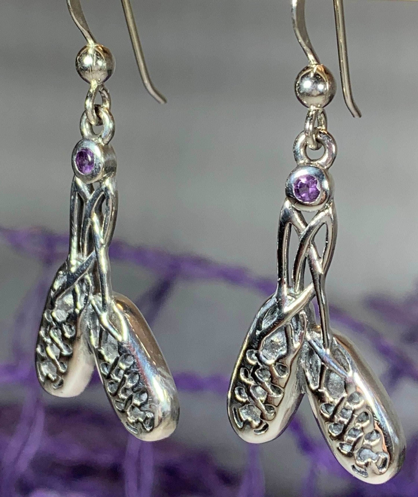 Irish Dance Shoes Earrings - Amethyst