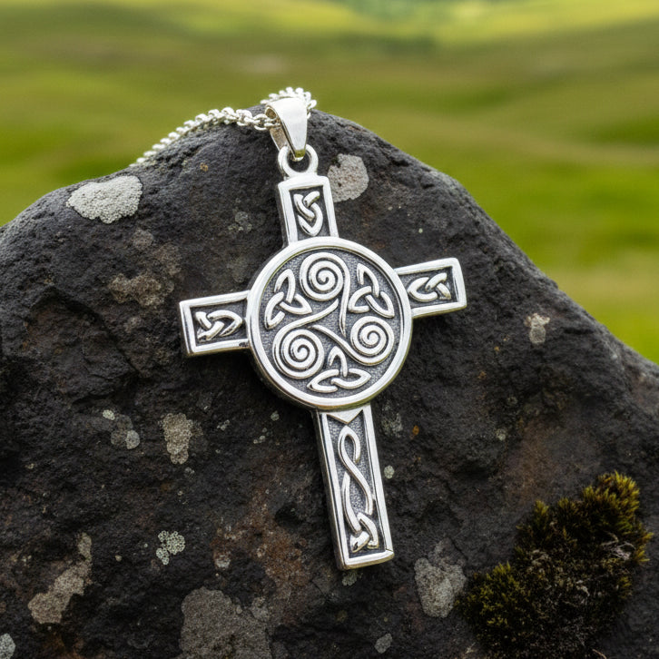 Triskel Celtic Cross Necklace