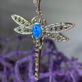 Opal Dragonfly Necklace - Blue Opal