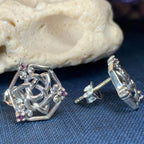 Amethyst Trinity Knot Stud Earrings - 