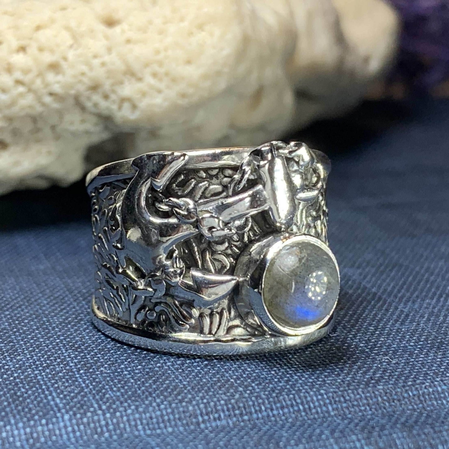 Poseidon Anchor Ring - 7 / Larimar