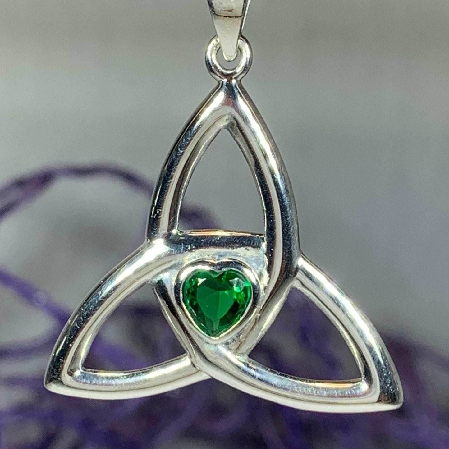 McKenna Trinity Knot Heart Necklace - Emerald Crystal