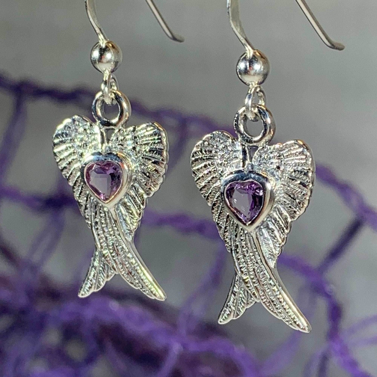 Angel Love Wings Earrings - Amethyst