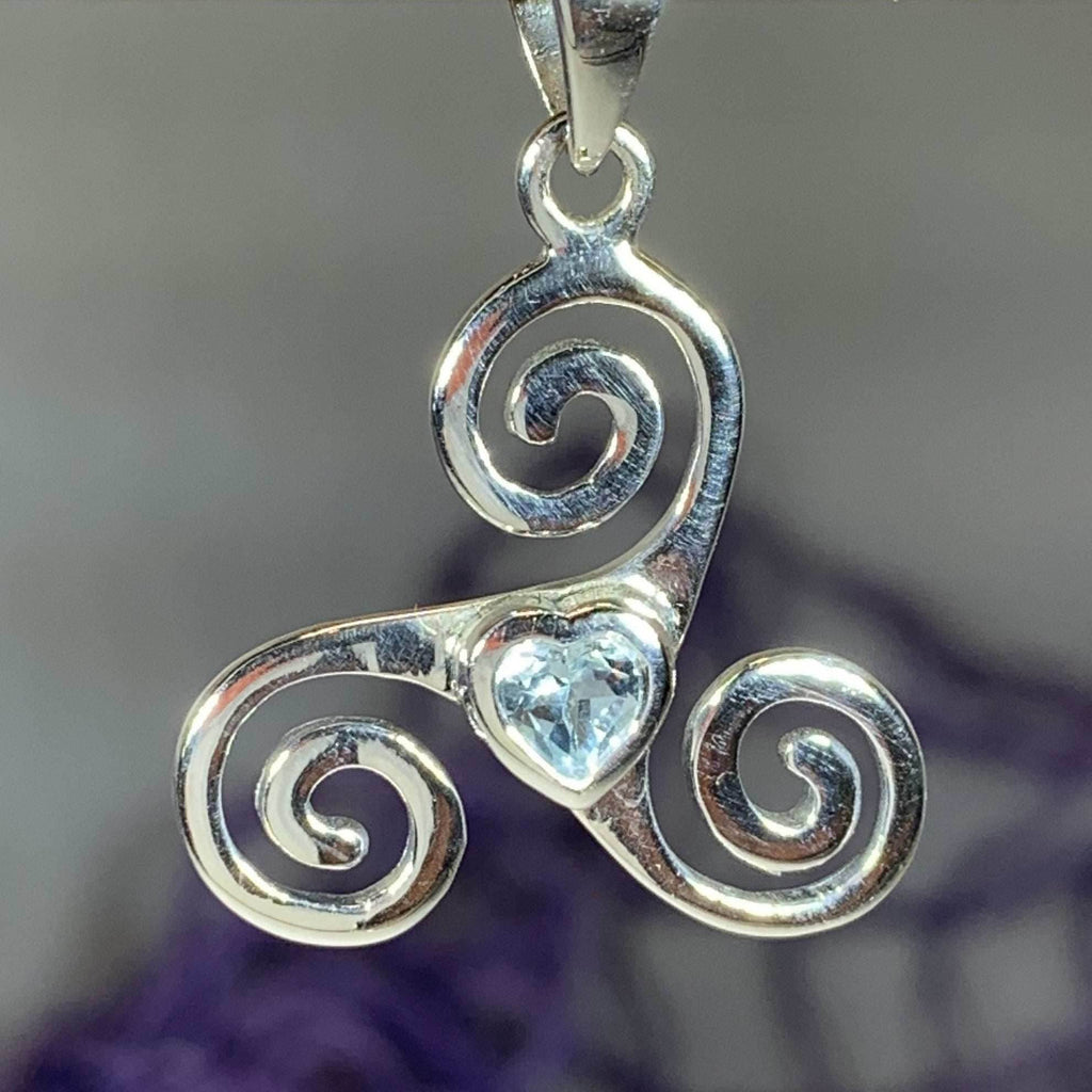 Celtic Spiral Love Necklace - 18 / Topaz