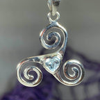 Celtic Spiral Love Necklace - 18 / Topaz