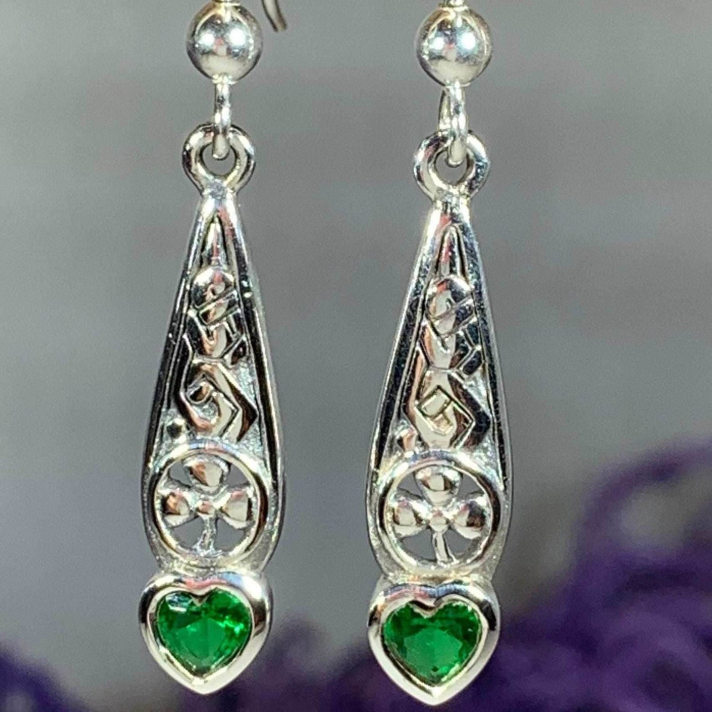 Shamrock Love Earrings - Emerald Crystal
