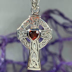 Celtic Cross Heart Necklace - Amethyst