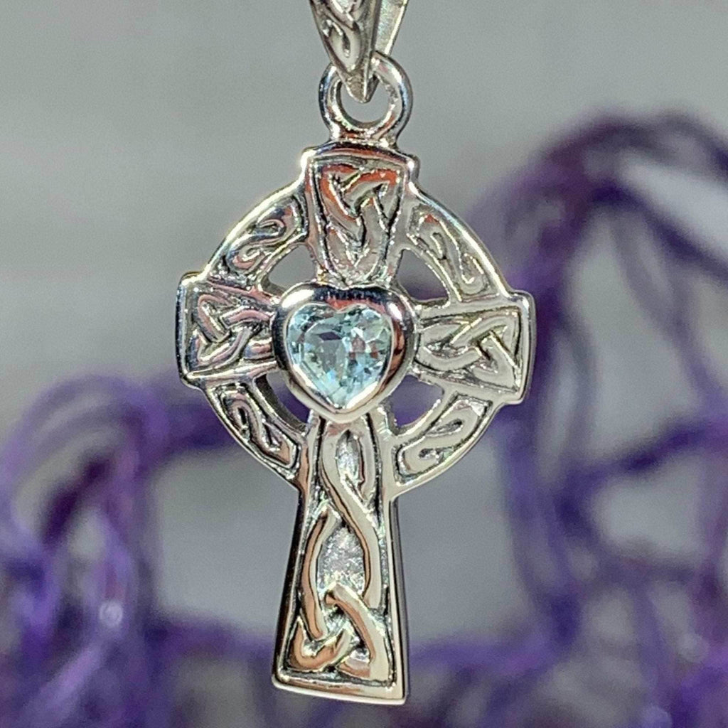 Celtic Cross Heart Necklace - Amethyst