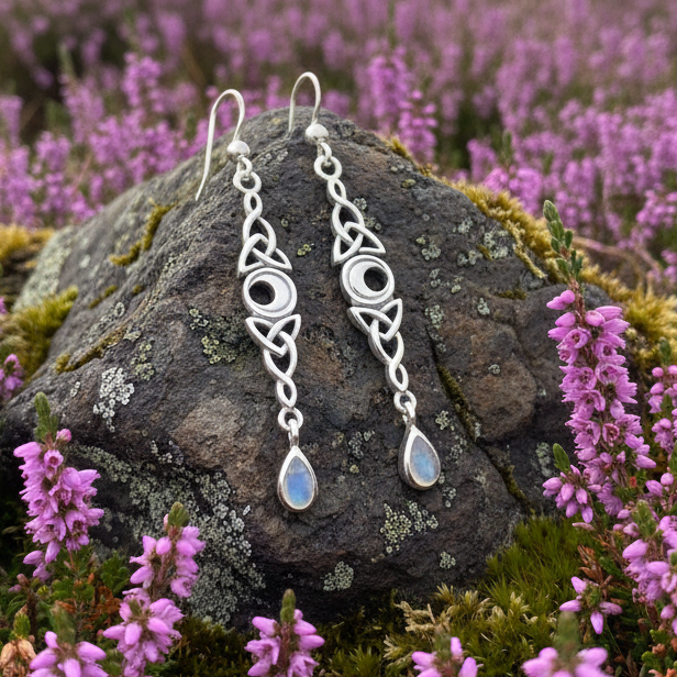 Galette Celtic Moon Earrings