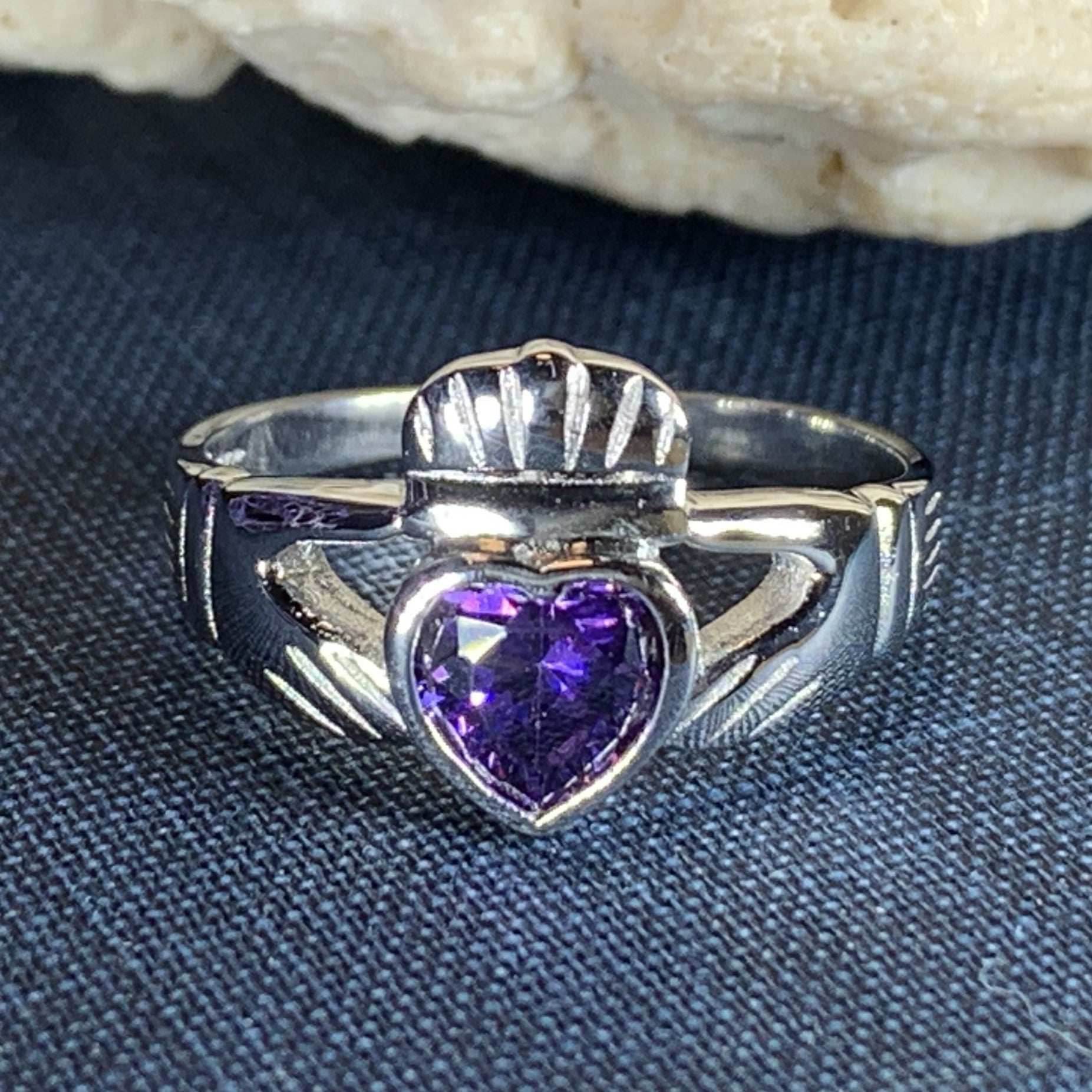 Amethyst Claddagh Ring - 4