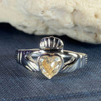 Champagne Diamond Claddagh Ring - 4