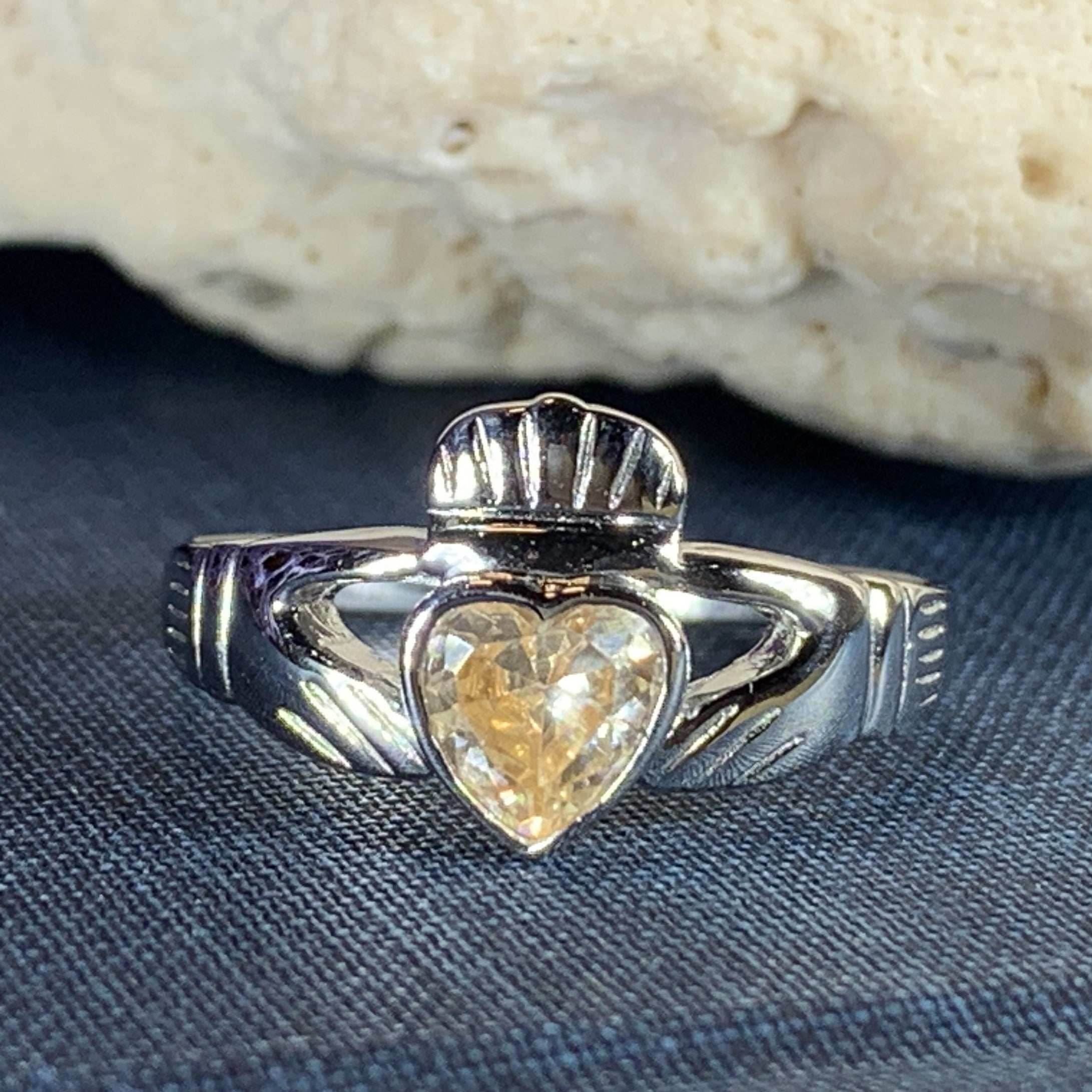 Champagne Diamond Claddagh Ring - 4
