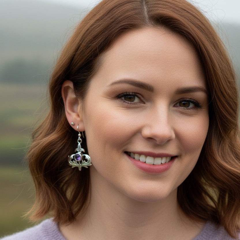Amethyst Thistle Earrings