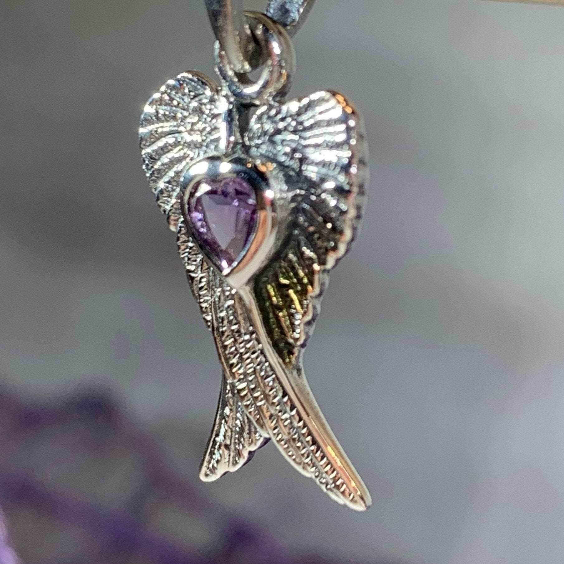 Angel Wings Love Necklace - Amethyst