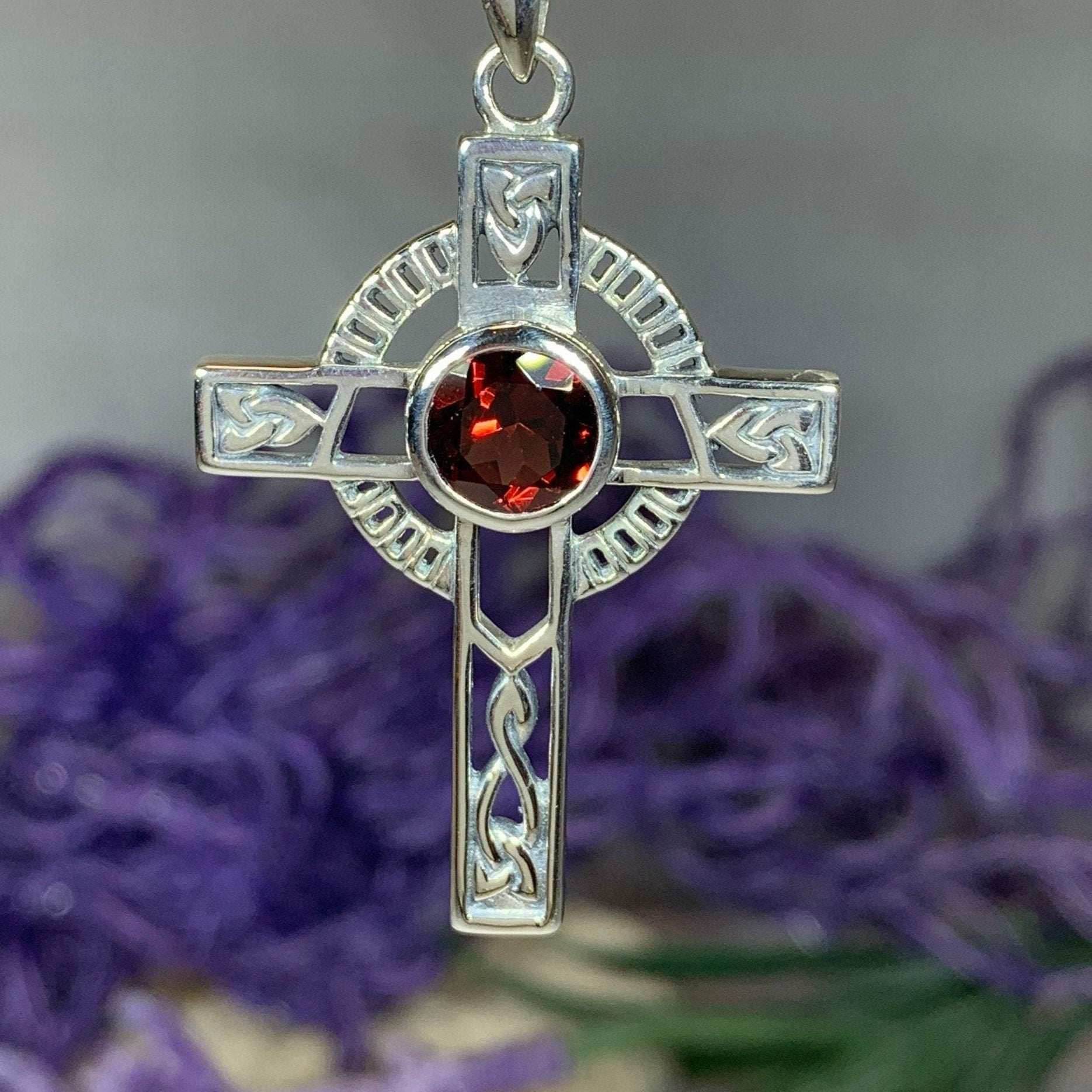 Lanis Celtic Cross Necklace - Amethyst