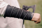 Viking leather bracers - For two hands / Black