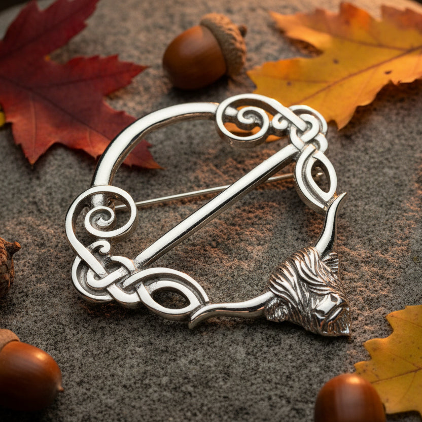 Pewter Scotland Highland Cow Scarf Ring