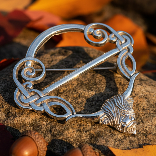 Pewter Scotland Highland Cow Scarf Ring