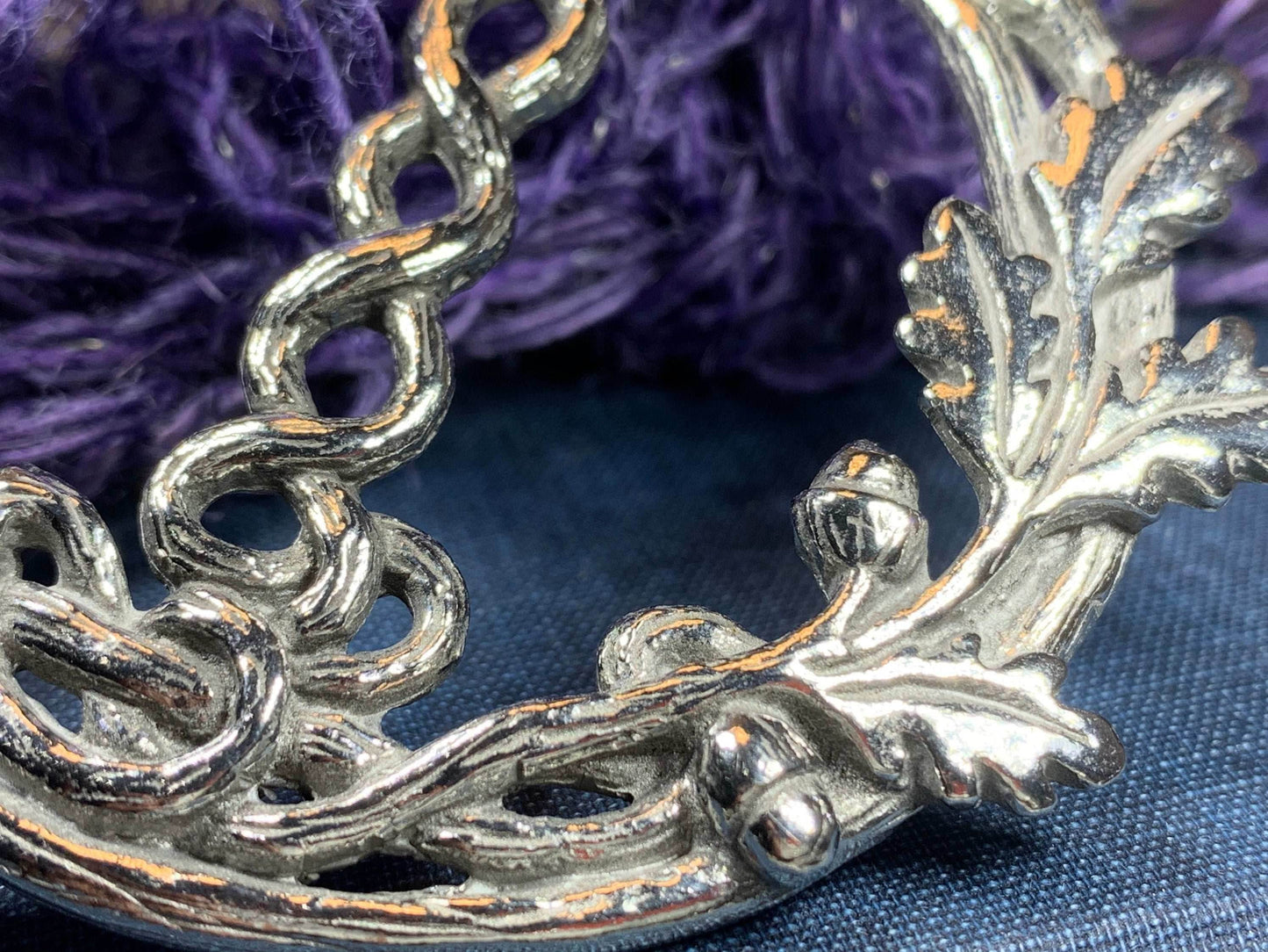 Pewter Oak Leaf & Acorn Scarf Ring - 