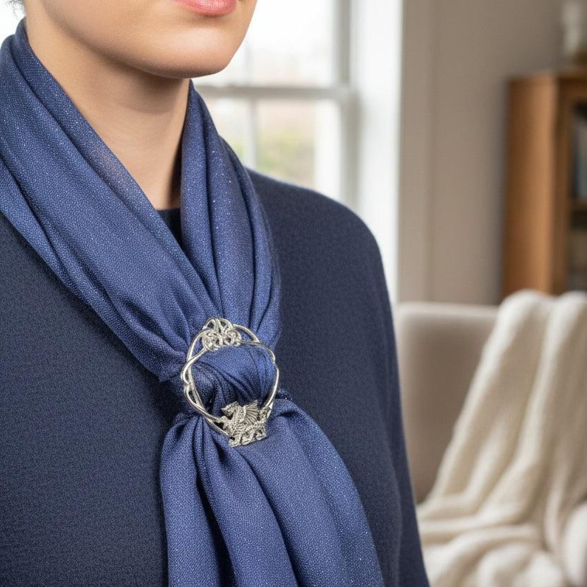 Pewter Welsh Dragon Scarf Ring