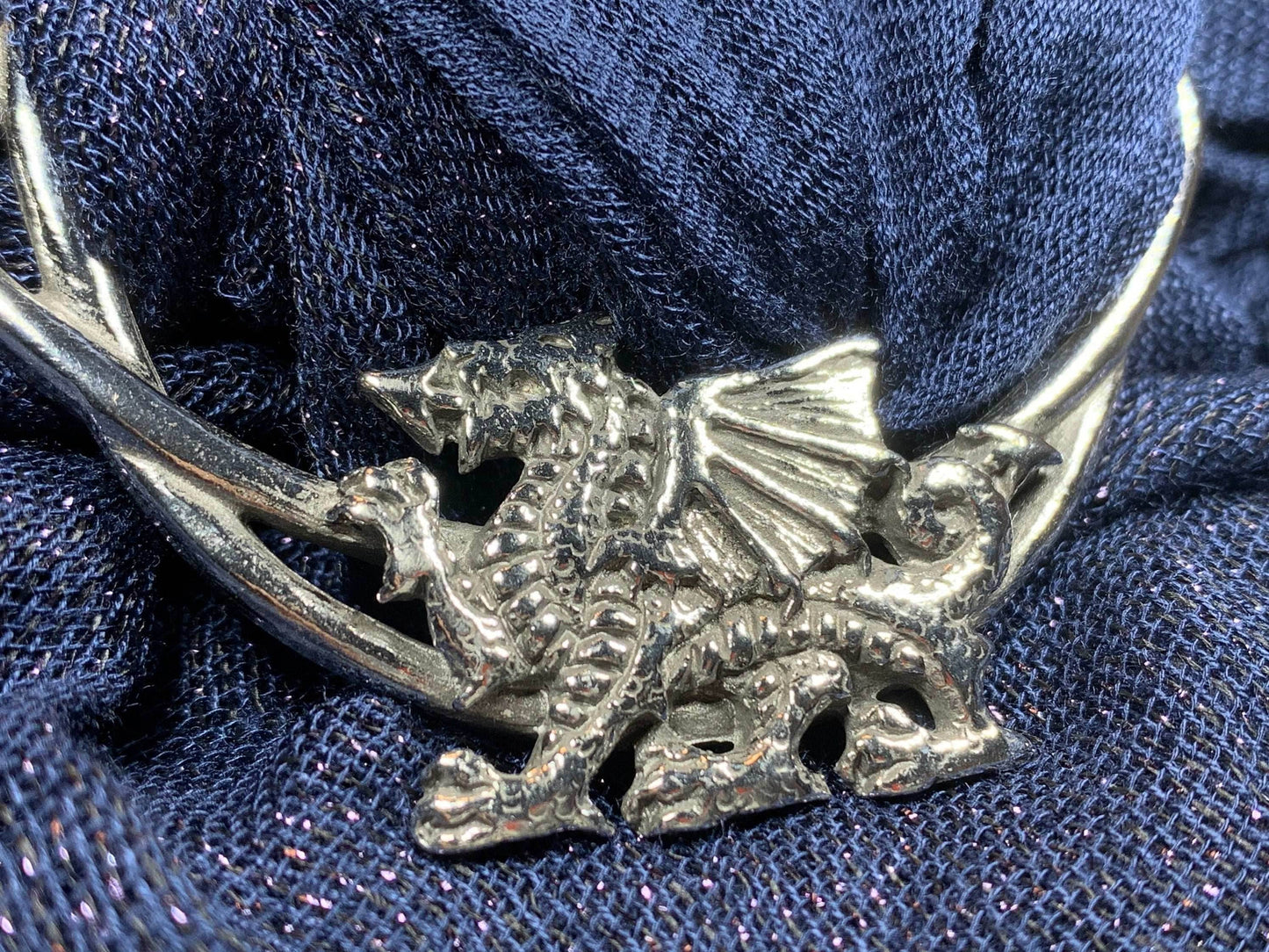 Pewter Welsh Dragon Scarf Ring - 