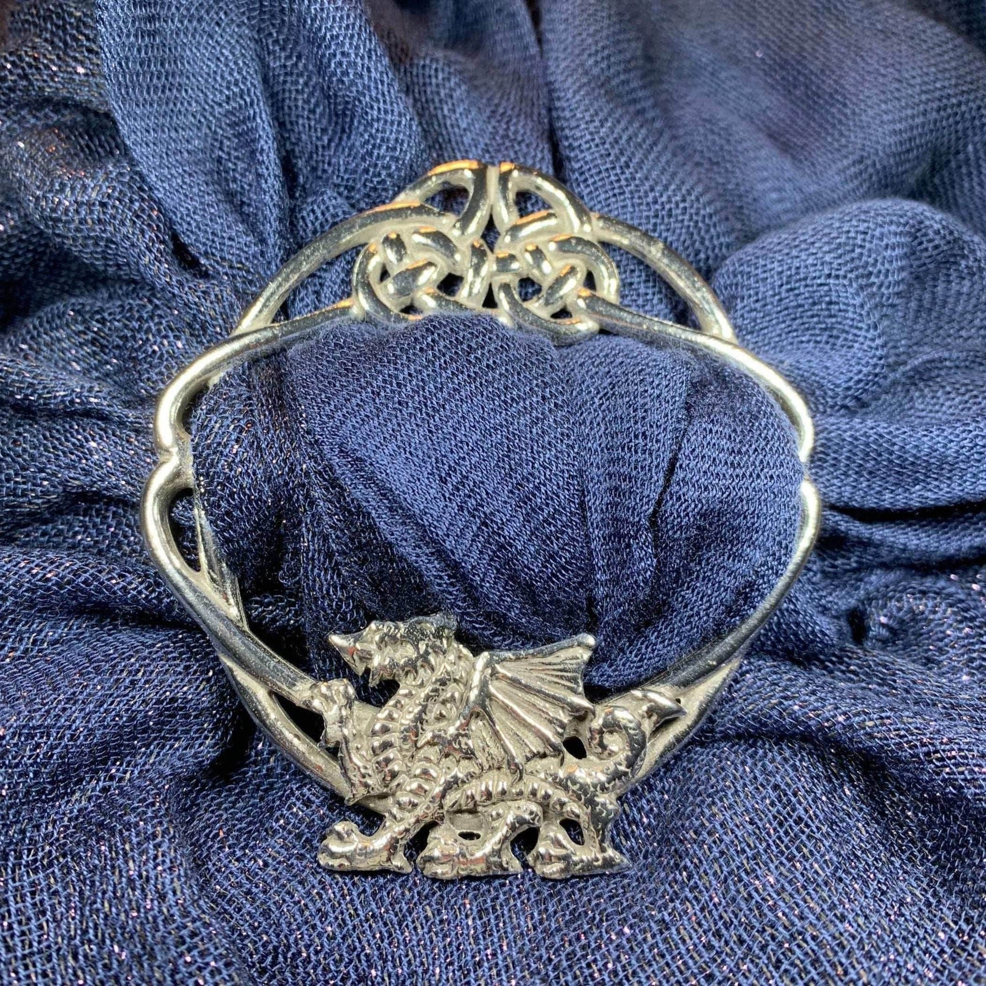 Pewter Welsh Dragon Scarf Ring - 