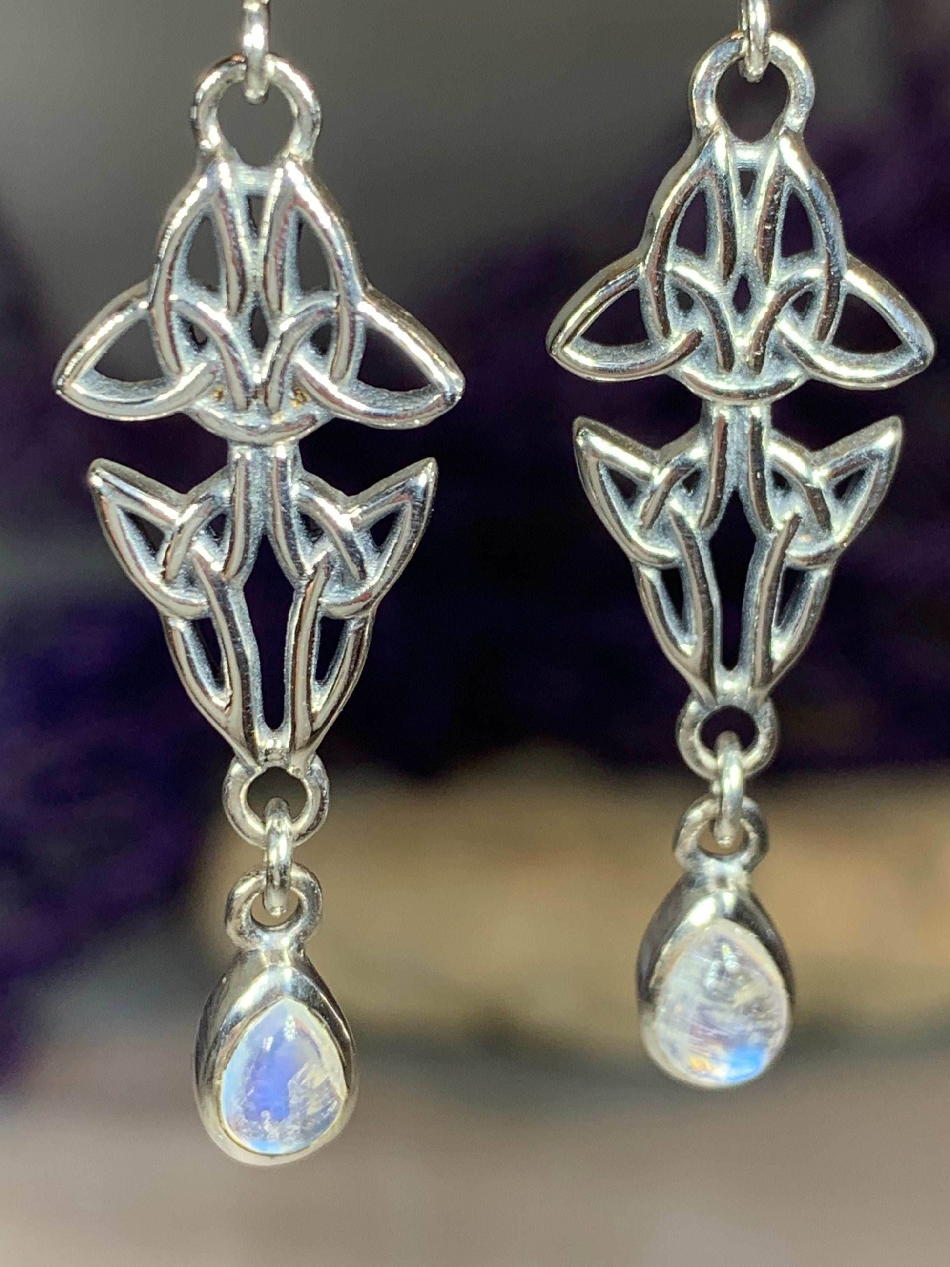 Artisan Long Trinity Knot Earrings - Amethyst