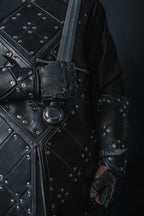 Medieval leather bracers with hand protection - for one hand