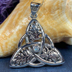 Oak Ash Thorn Trinity Knot Necklace - 18 / Moonstone