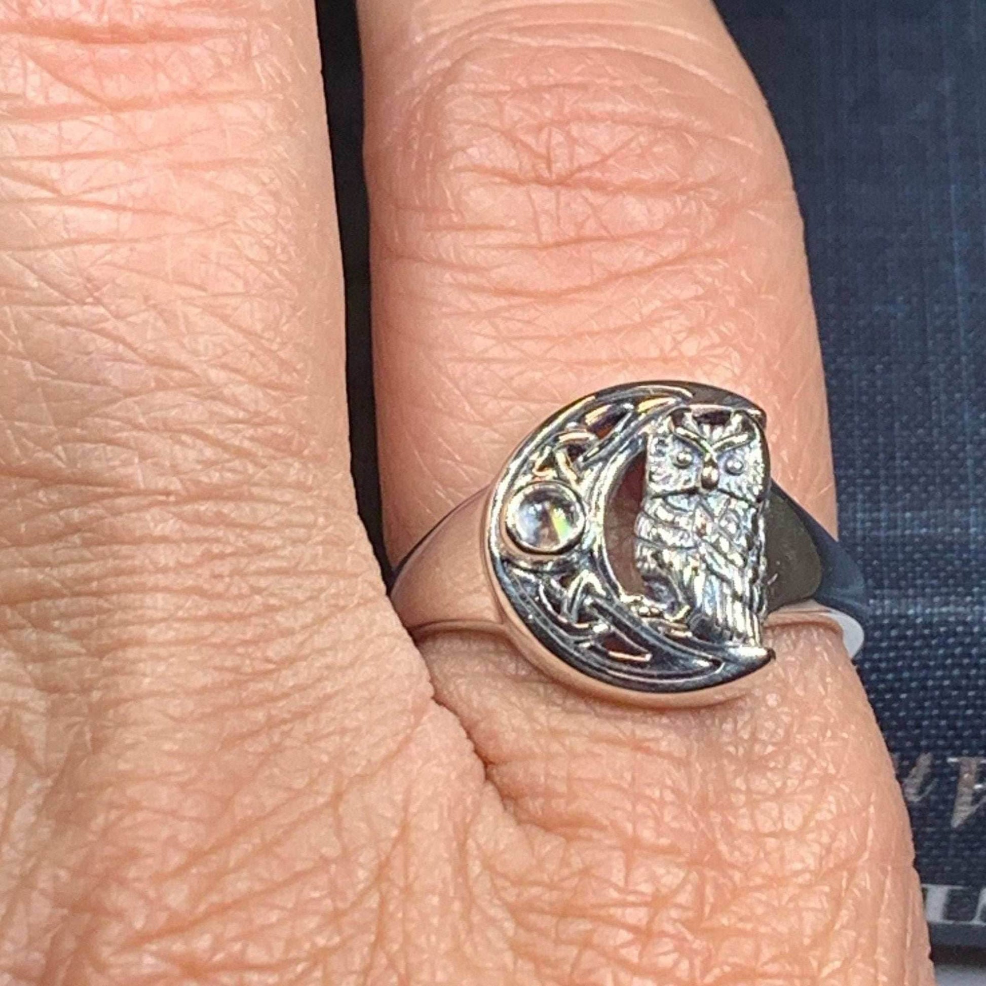 Celtic Owl Moon Ring - 4