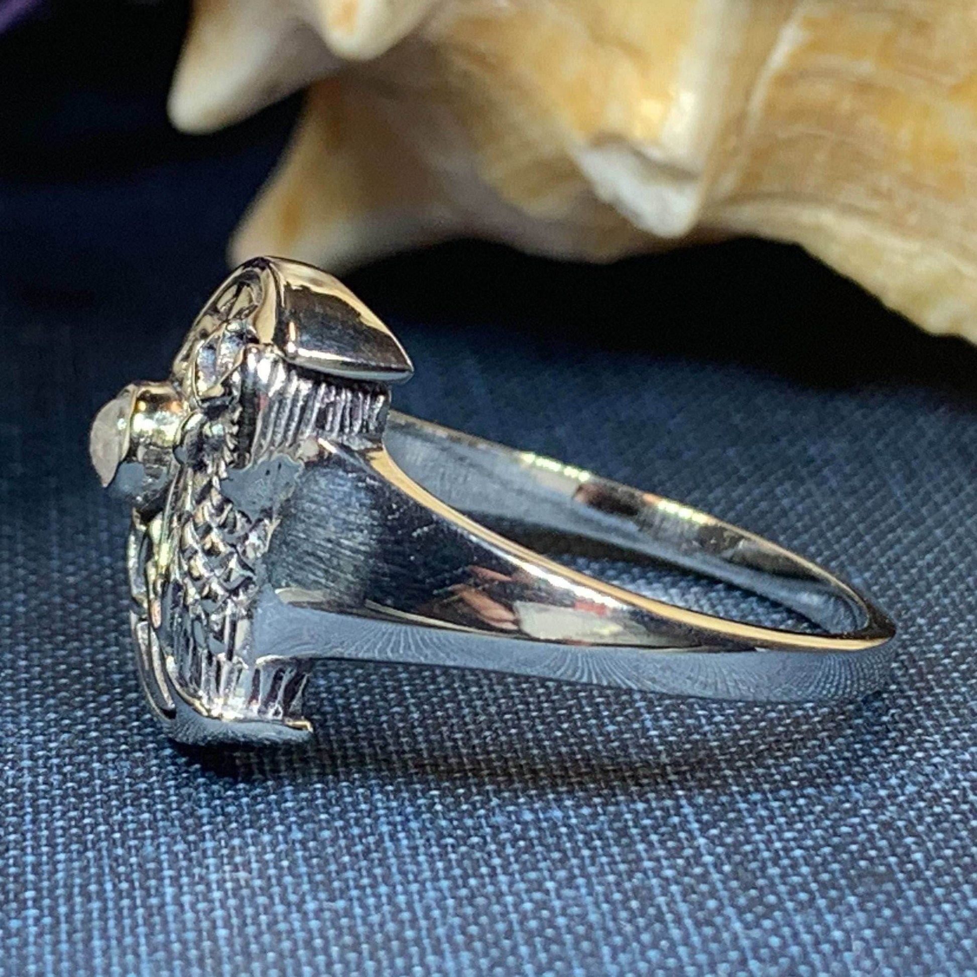 Celtic Owl Moon Ring - 4