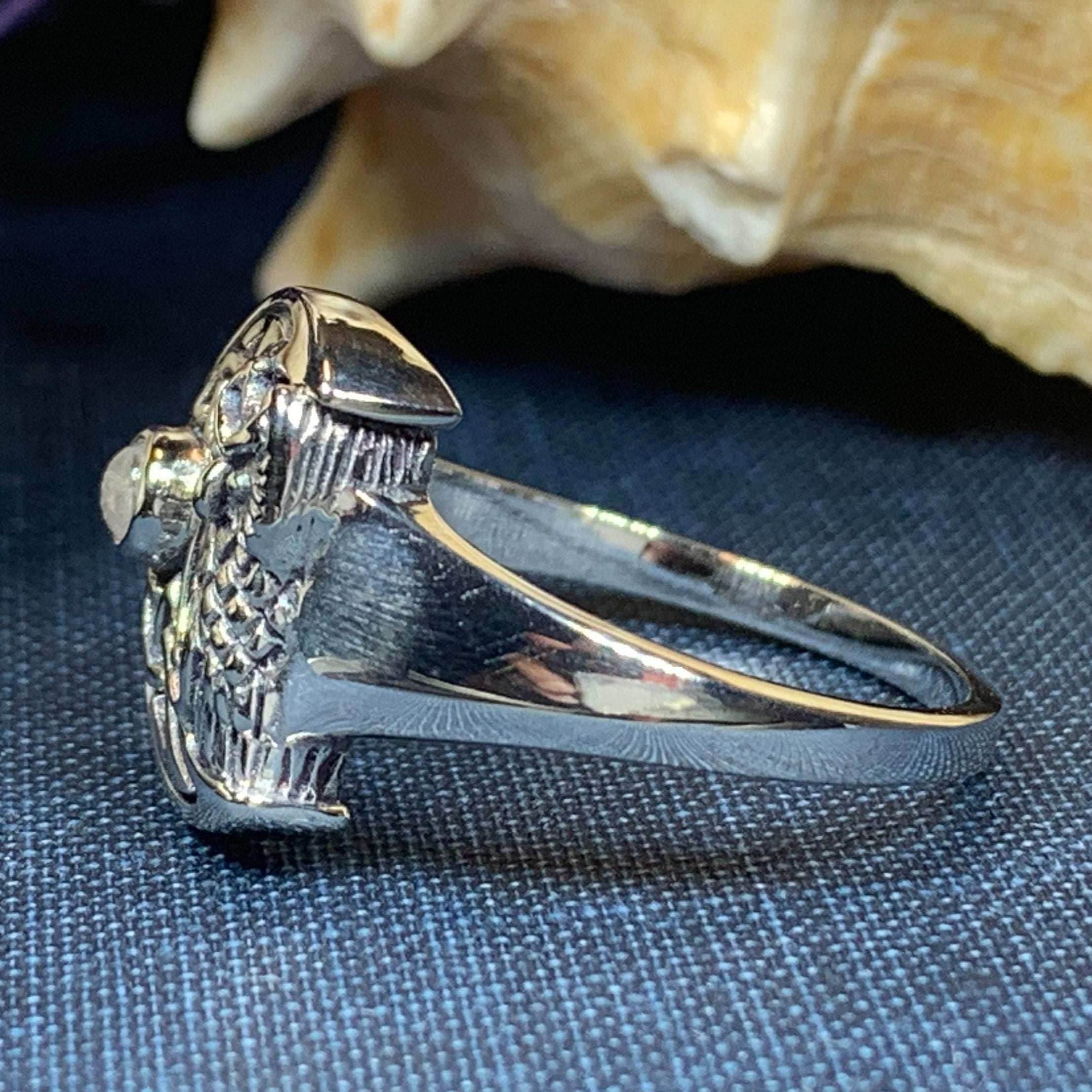 Celtic Owl Moon Ring - 4