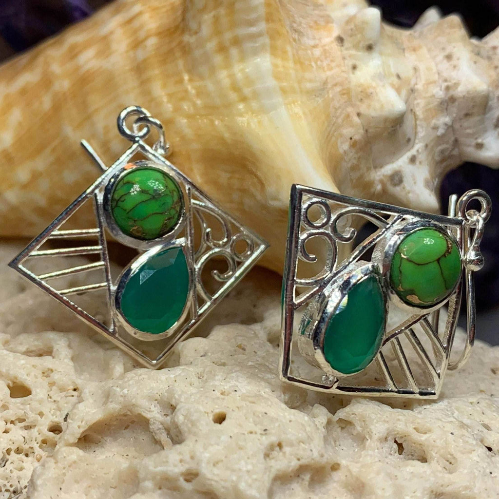Mavis Celtic Earrings - Chalcedony/Turquoise