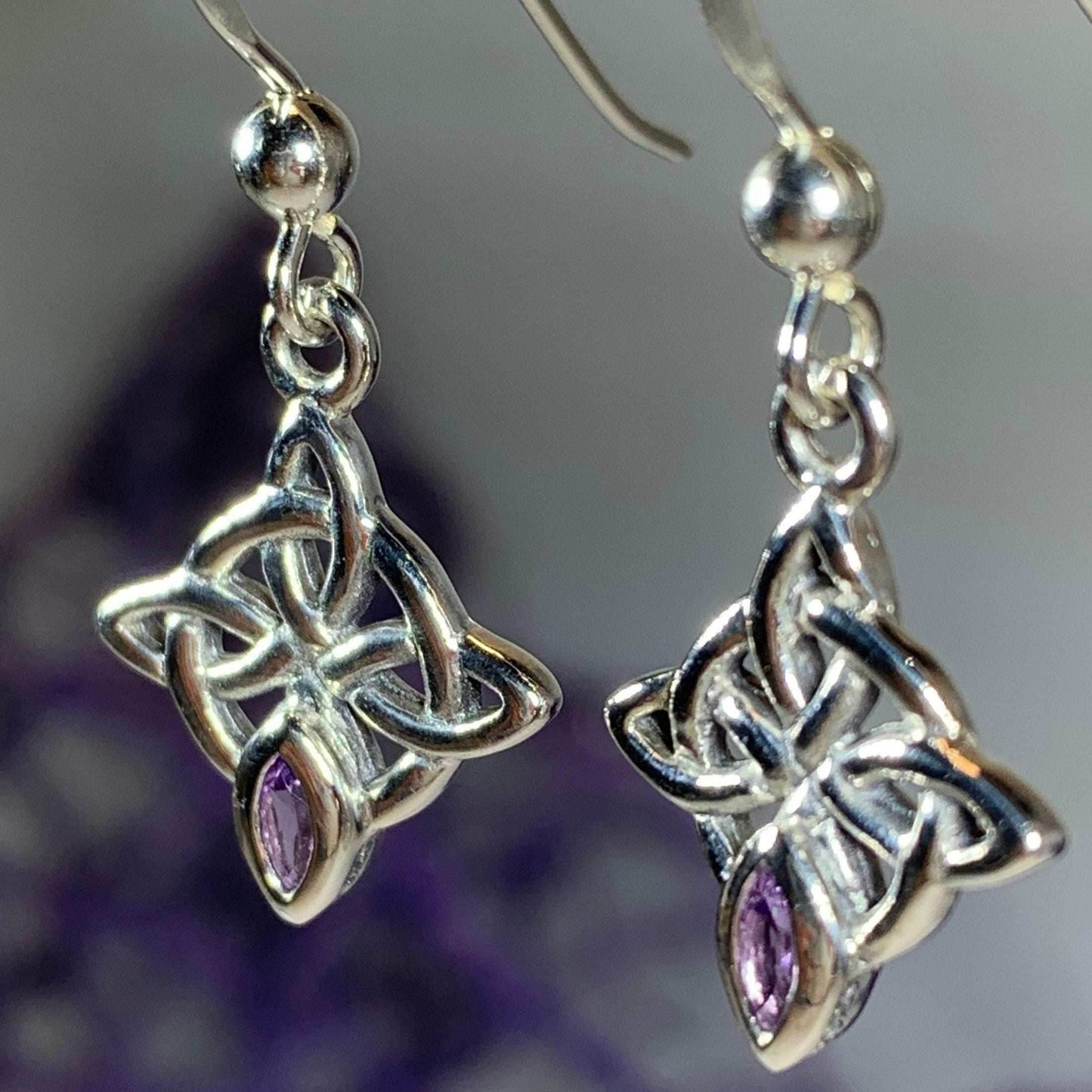 Arynne Celtic Knot Earrings - Amethyst