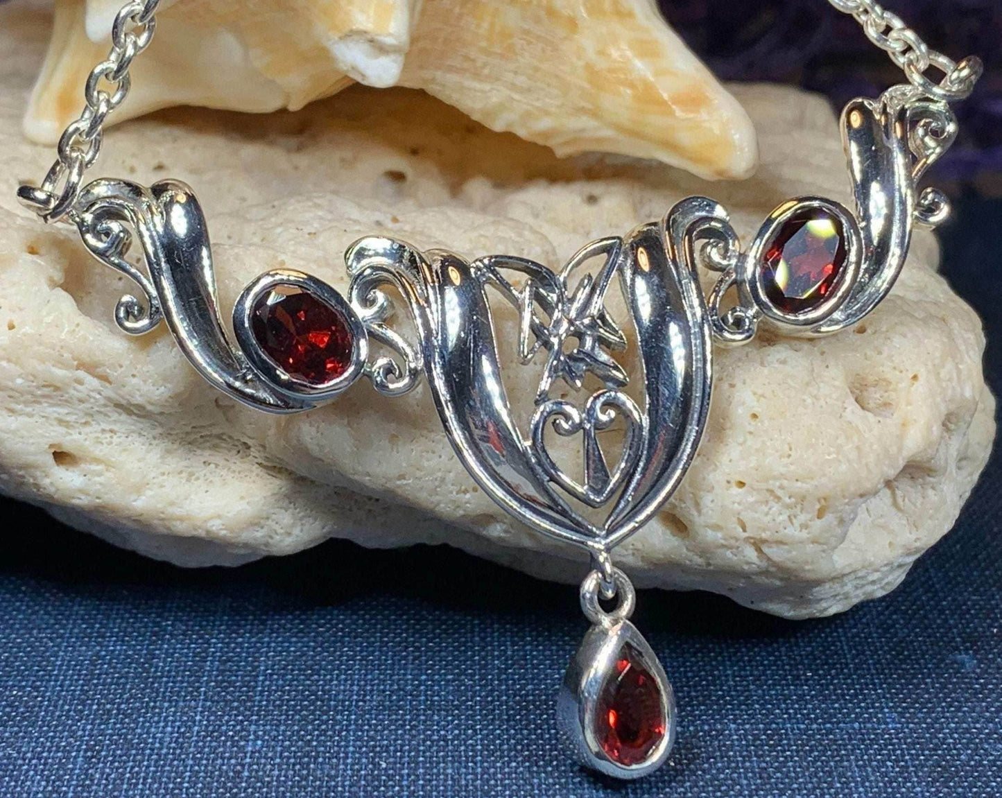 Flower of Life Necklace - Garnet