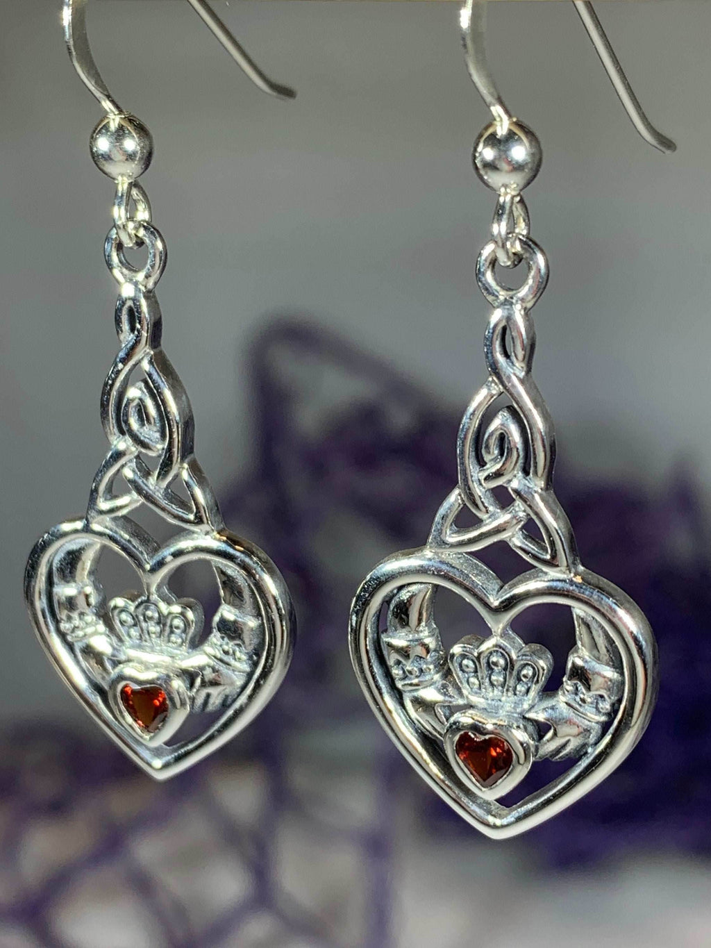 Careena Claddagh Earrings - Amethyst