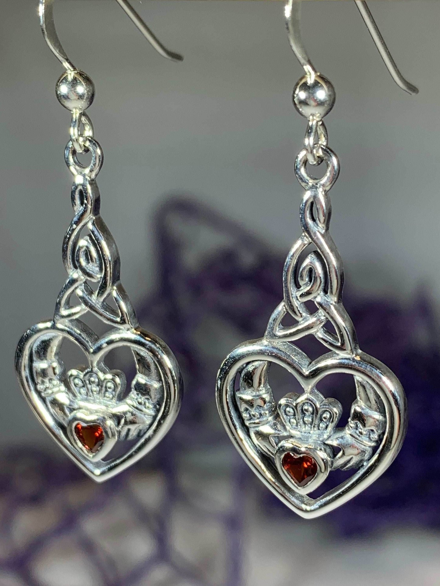 Careena Claddagh Earrings - Amethyst