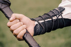 Viking leather bracers - For two hands / Black
