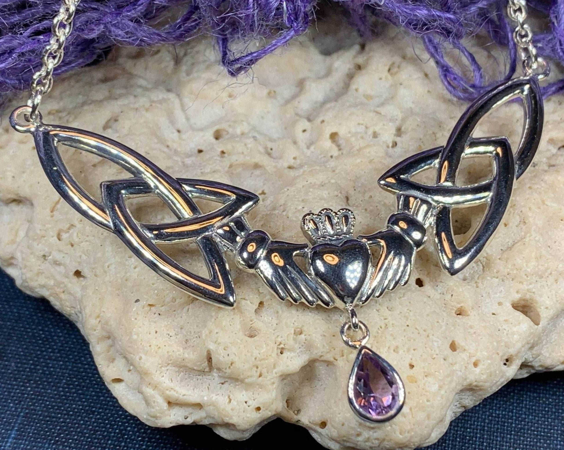Erinna Claddagh Necklace - Amethyst