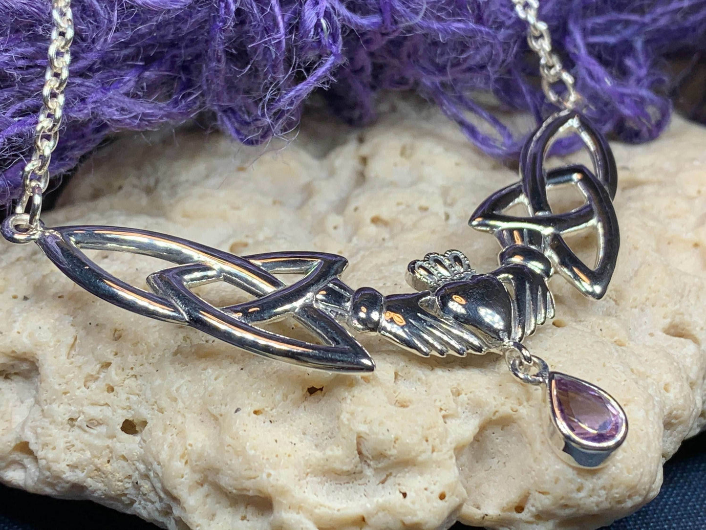 Erinna Claddagh Necklace - Amethyst