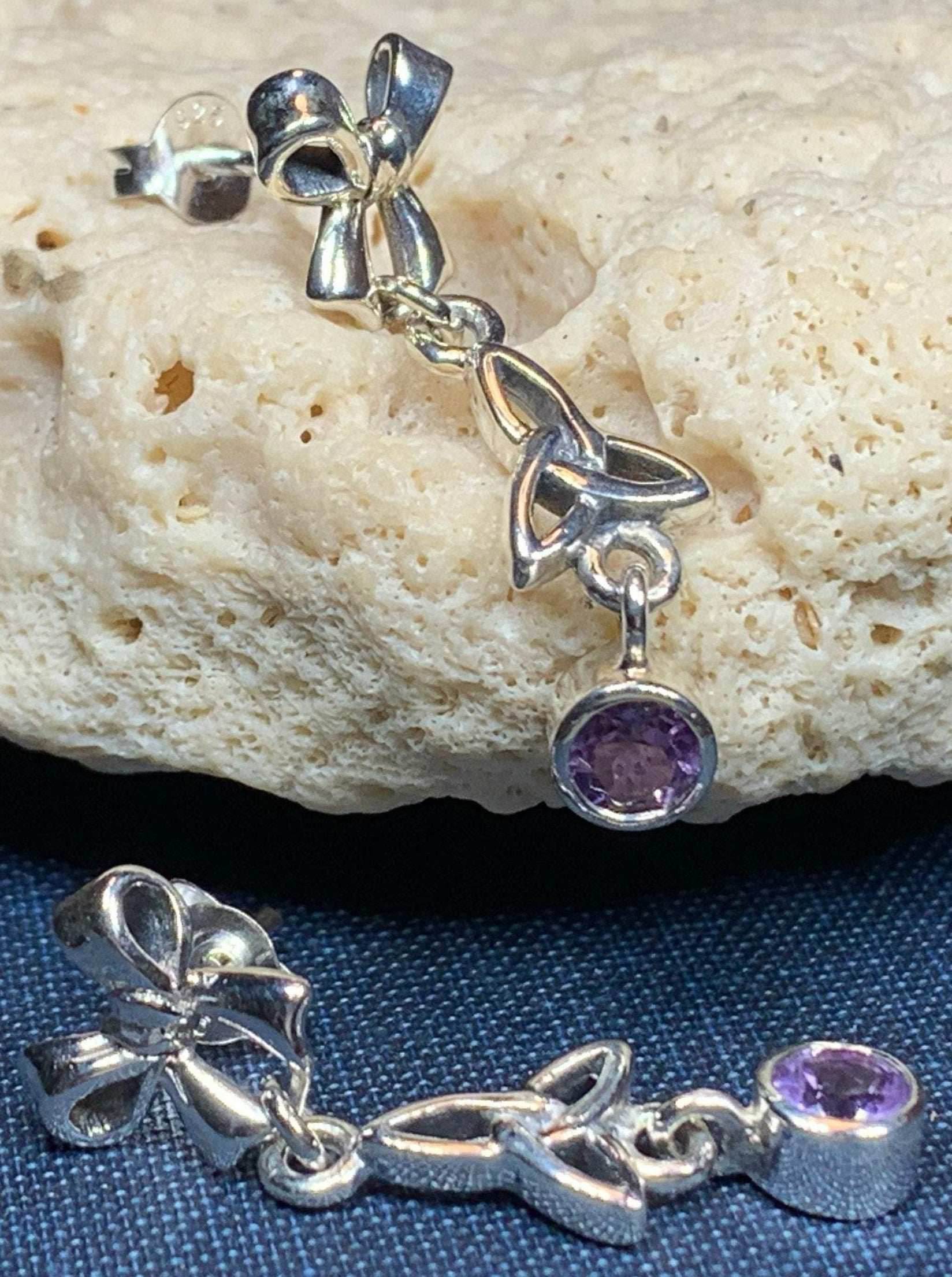 Joy Trinity Knot Earrings - Amethyst