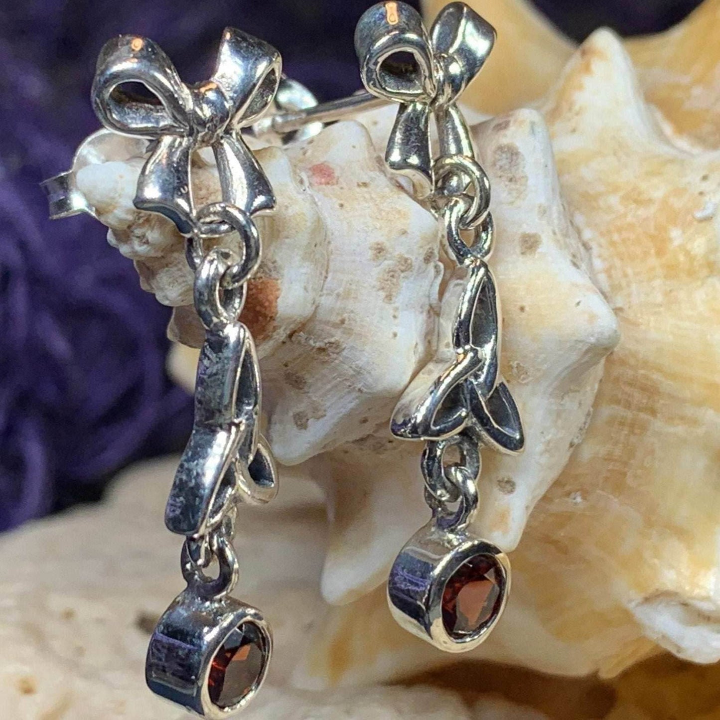 Joy Trinity Knot Earrings - Garnet