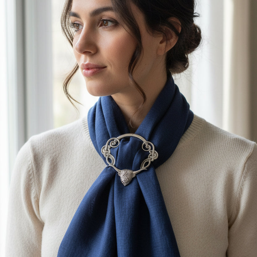 Pewter Scotland Highland Cow Scarf Ring