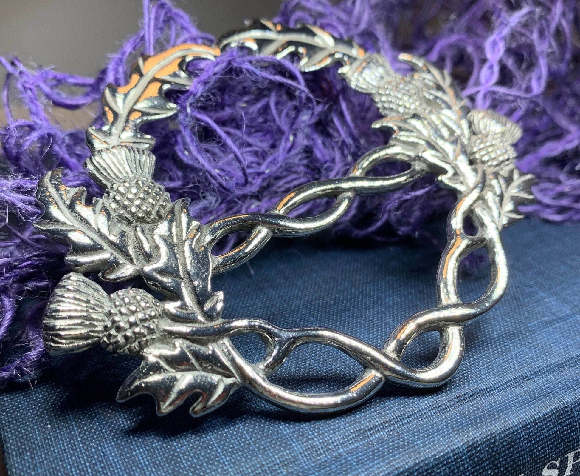 Scottish Thistle Pewter Scarf Ring - 