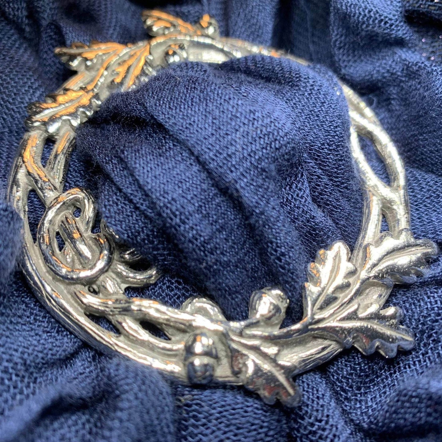 Pewter Oak Leaf & Acorn Scarf Ring - 