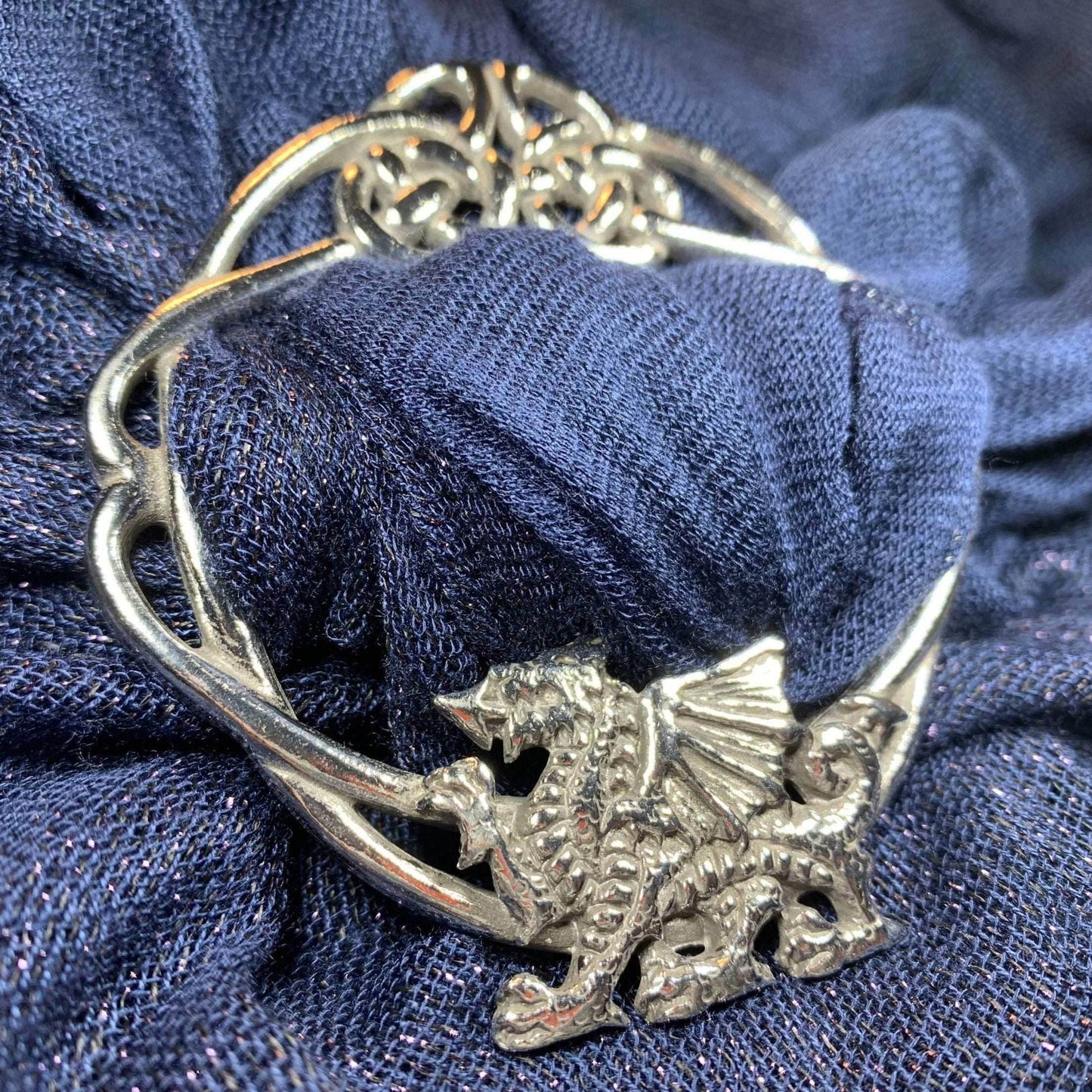 Pewter Welsh Dragon Scarf Ring - 